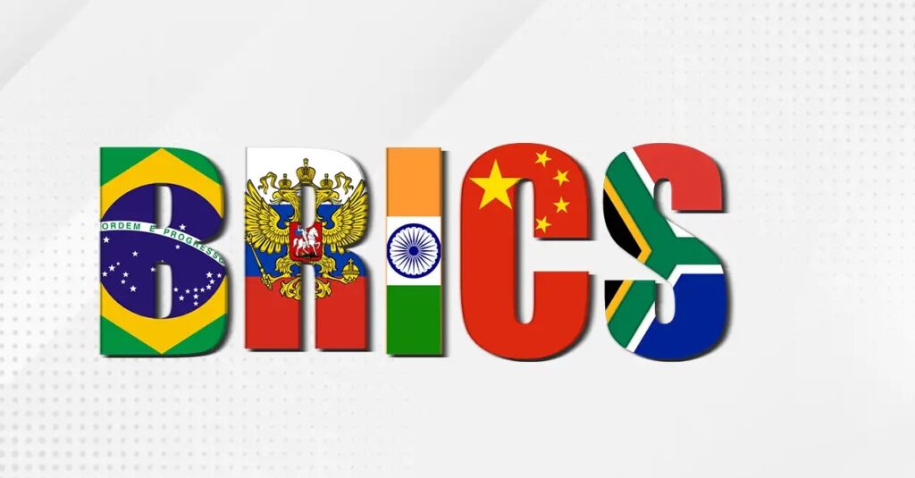 BRICS logo with vibrant colors representing member countries